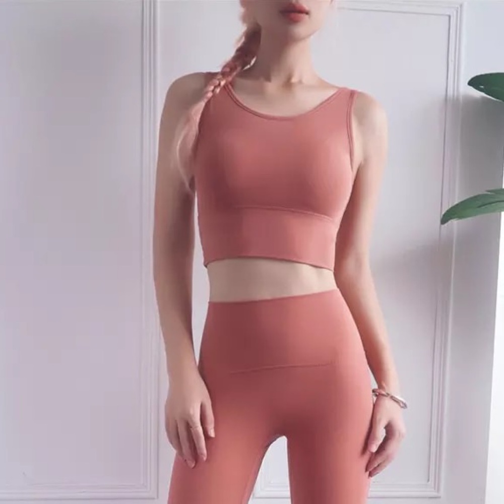 Dusty Rose Yoga Sport Halter Low Back Crop Top - Picture 3 of 16